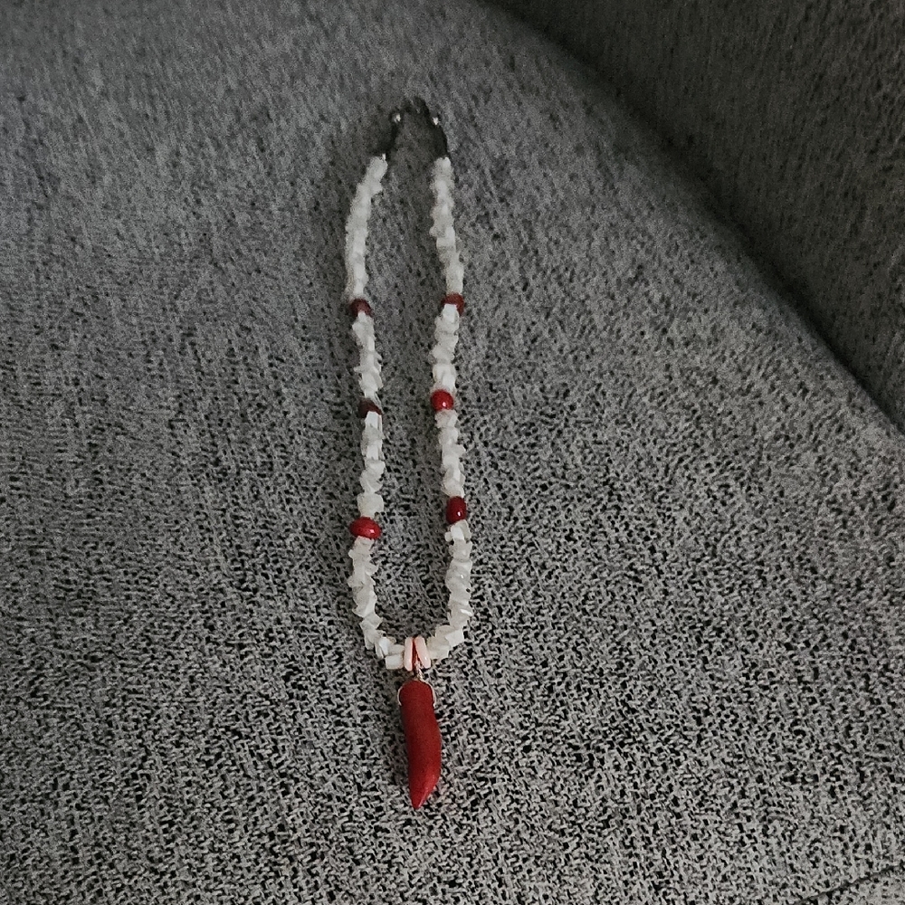 Red Coral Chip Native American Necklace Purchased In Santa Fe Women Jewelry